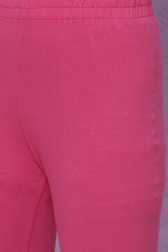 Pink Art Silk Printed Tunic And Leggings Set image number 2