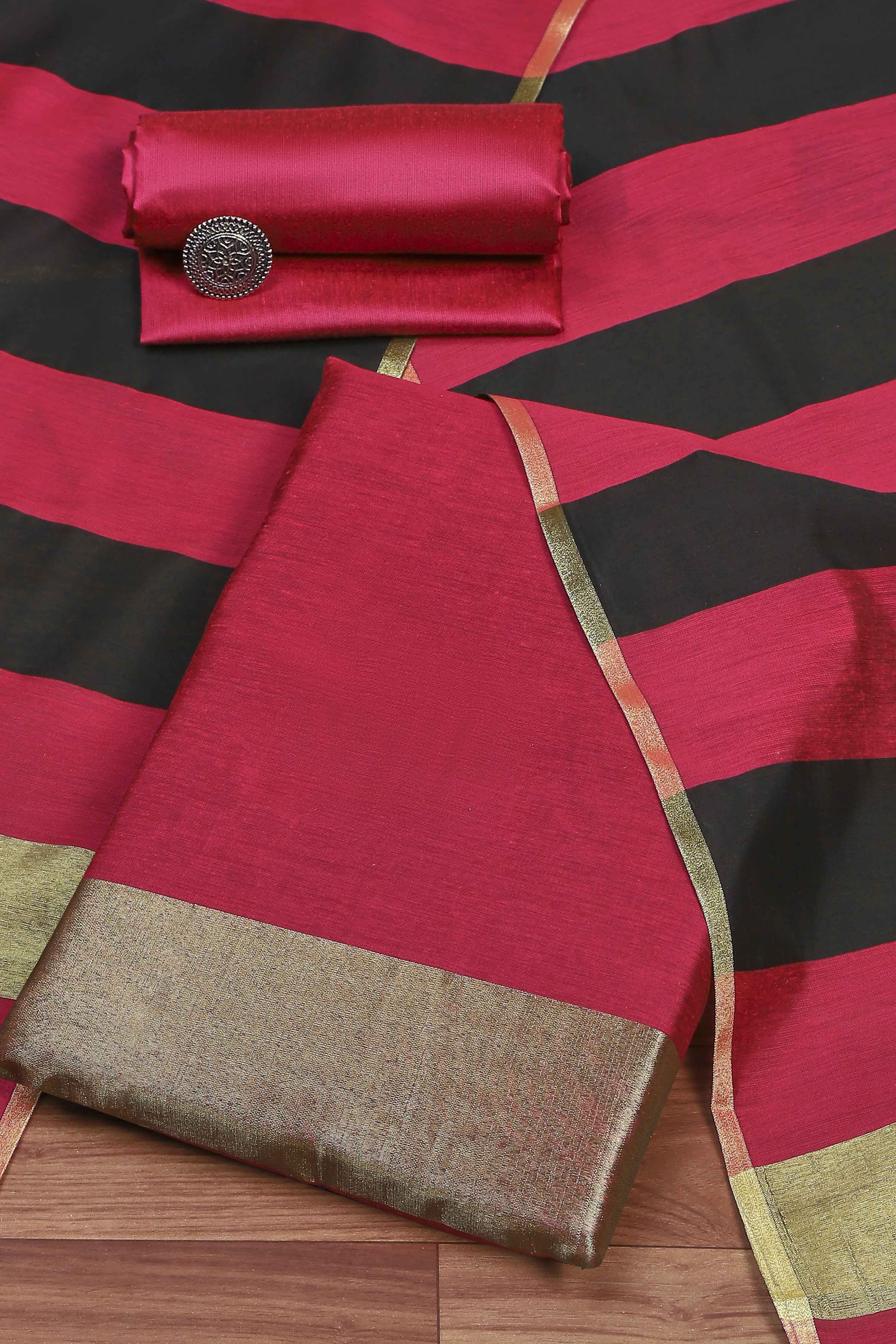 Onion Pink Cotton Unstitched Suit Set image number 0