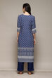 Navy Blue Cotton Blend Digital Print Unstitched Suit Set image number 5