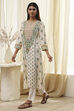 Cream-Colored Printed Straight Kurta image number 2