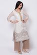 Off White Relaxed Kurta Palazzo Suit Set image number 5