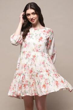 White Cotton A-Line Dress image number 5
