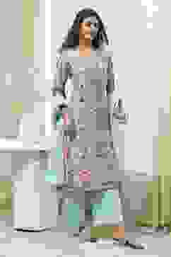 Sea Green Printed Straight Suit Set image number 5