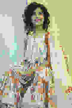 Multi-Colored Printed Gathered Suit Set image number 7