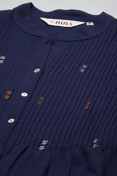 Navy Cotton Yarndyed Kurti image number 5