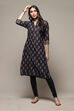 Black Cotton Straight Kurta Churidar Suit Set image number 0