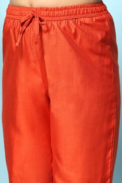 Blue Orange Poly Viscose A-Line Solid Suit Set image number 2