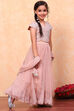 Peach-Toned Poly Chanderi Embellished Straight Lehenga Set image number 4