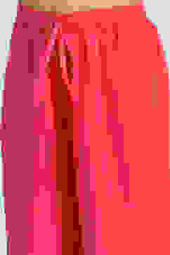 Cream-Colored and Pink Cotton Gathered Kurta Set image number 2