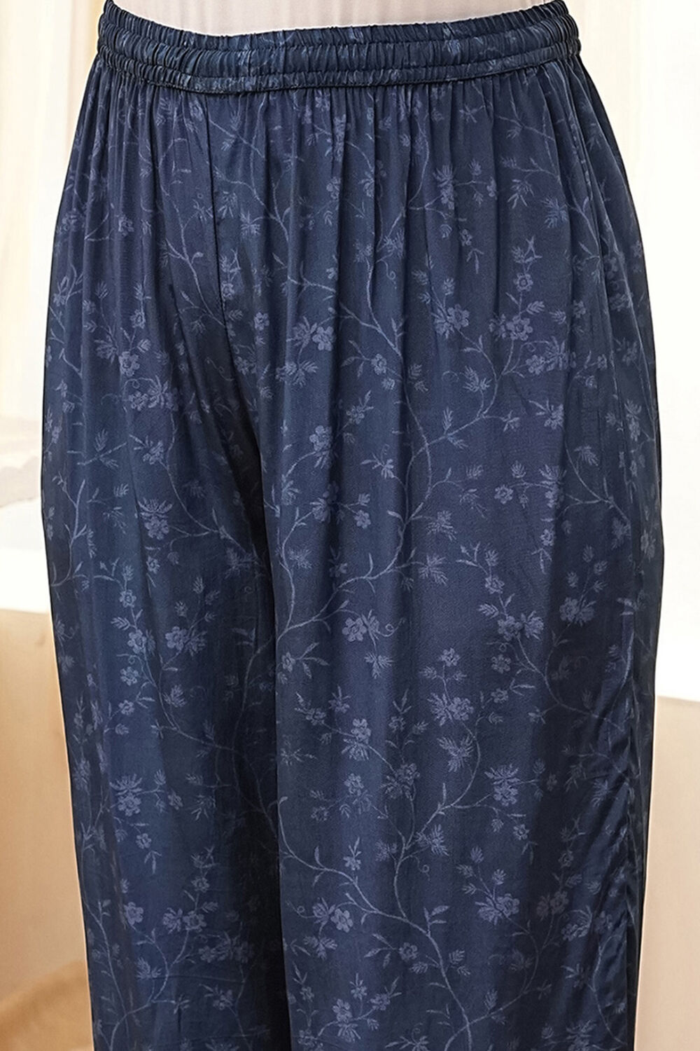 Blue Modal Printed Straight Suit Set image number 2