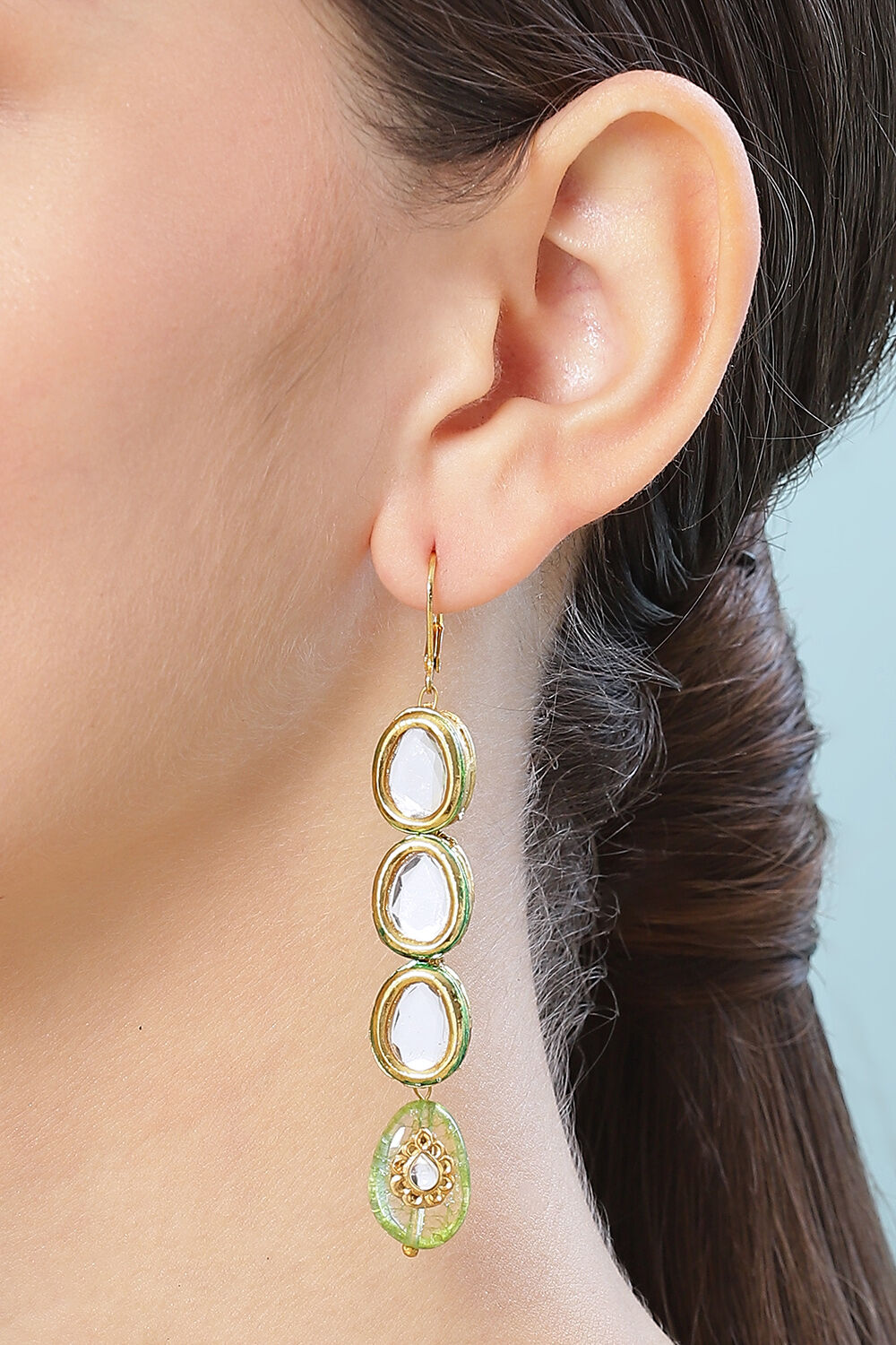 Green Brass Earrings image number 1