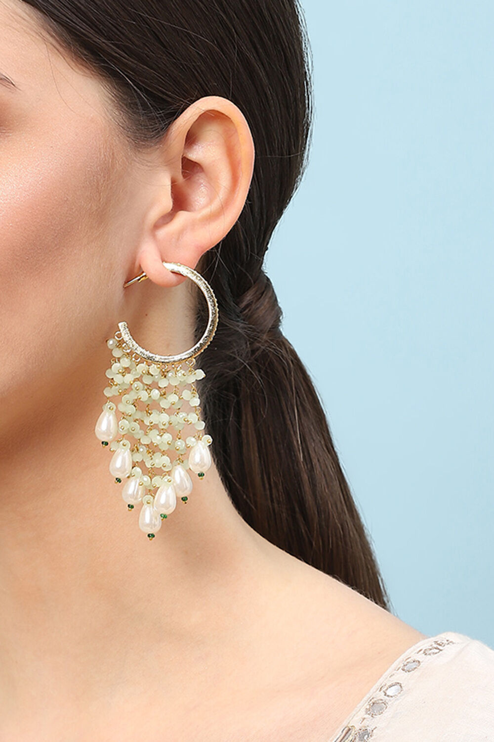 Mint Green Brass Earrings image number 1