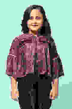 Brown Viscose Printed Jacket image number 5