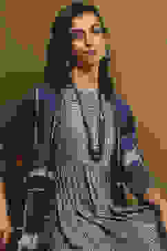 Blue Rayon Straight Set image number 0