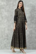 Black Cotton Flared Printed Dress image number 3