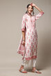 Peach Silk Blend Digital Print Unstitched Suit Set image number 7