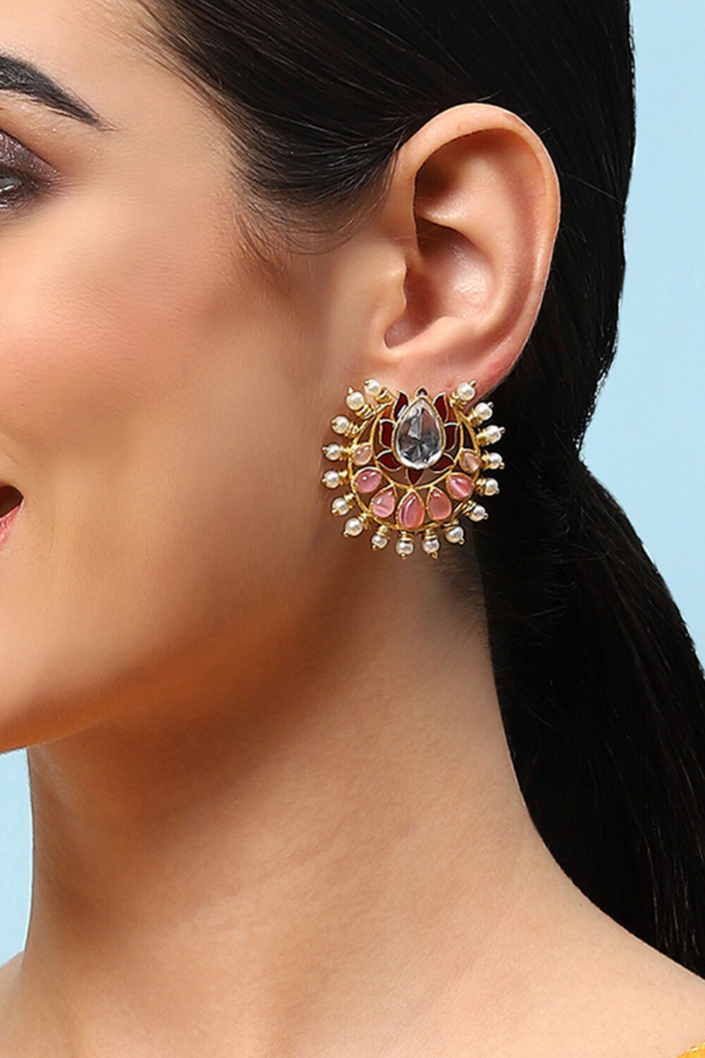 Light Pink Brass Earrings image number 1