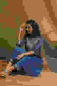 Blue Embroidered Festive Kalidar Suit Set image number 8