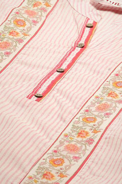 Pink Cotton A-Line Kurta Palazzo Suit Set image number 1
