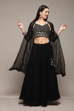 Black LIVA Short Kurta Skirt Suit Set image number 6