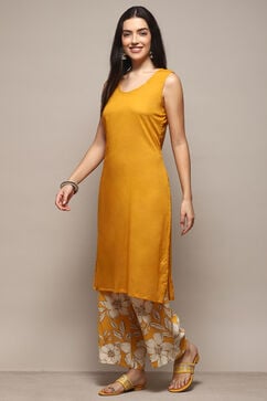Yellow Polyester Straight Printed 2 Piece Set image number 7