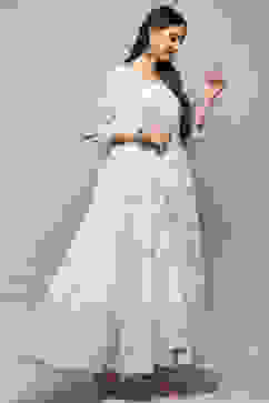 White Polyester A-Line Printed Dress image number 4