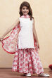 White Red Cotton Sharara Suit Set image number 5