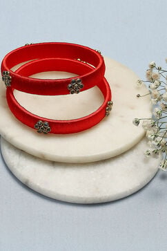 Red Plastic & Thread Bangles image number 0