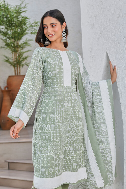 Mauve Cotton Blend Digital Print Unstitched Suit Set  image number 6