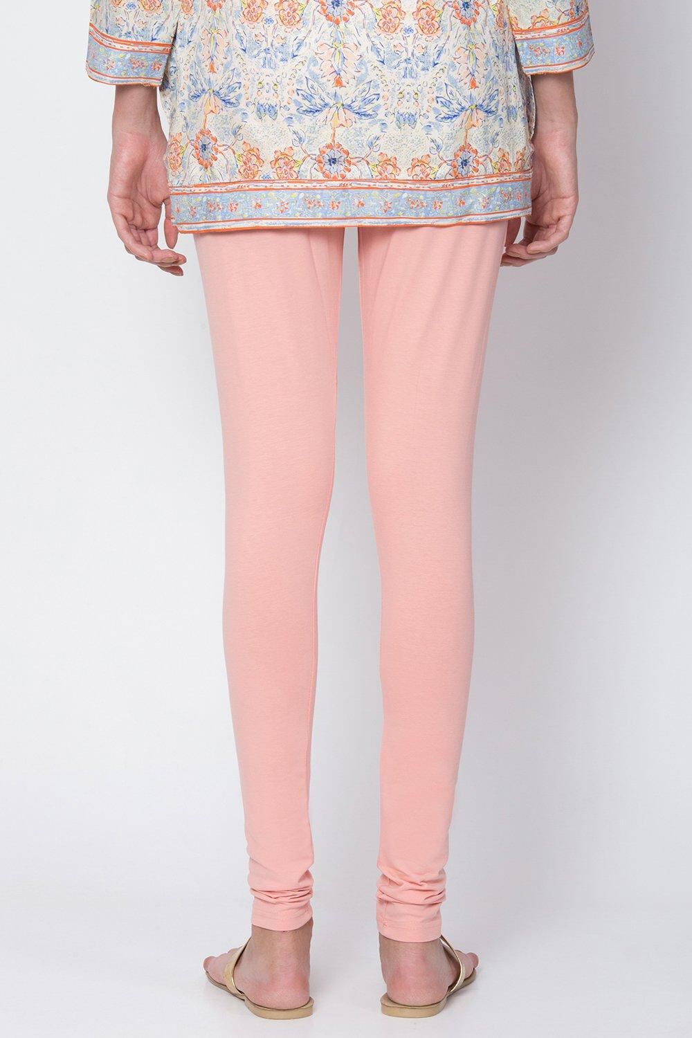 Camel Cotton Blend Solid Churidar image number 3