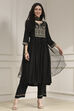 Black Dyed Gathered Suit Set image number 0