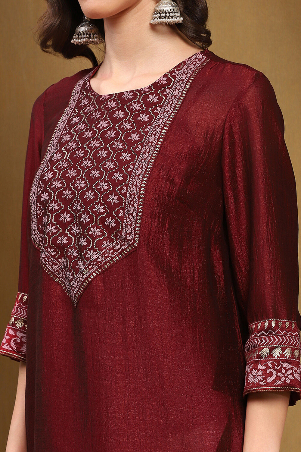 Grey Silk Yard Dyed Straight Festive Kurta image number 1