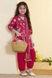 Pink Floral Printed Straight Cotton Kurta Set