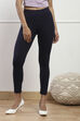 Black Cotton Blend Solid Leggings image number 4