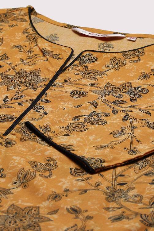 Navy Cotton Straight Printed Kurta image number 1