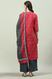 Red Cotton Straight Kurta Palazzo Suit Set image number 4