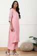 Pink Lace Design Unstitched Suit Set image number 2