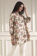 Off-White and Red Cotton A-Line Shirt image number 4