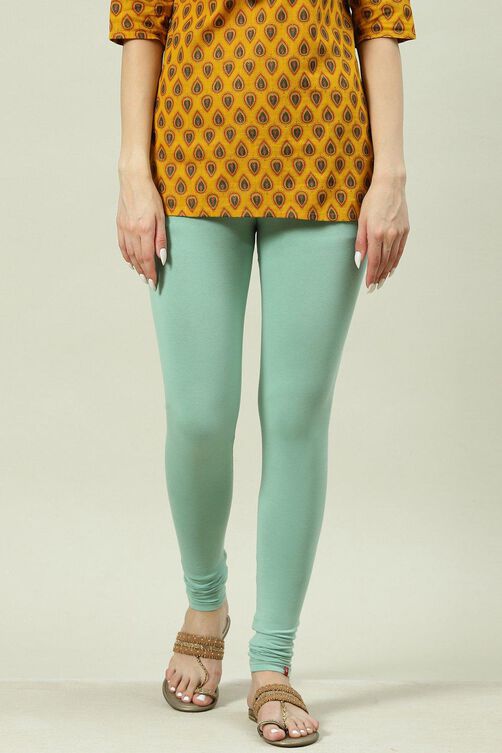 Camel Cotton Blend Solid Churidar image number 2