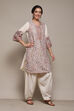Off White Cotton Blend Straight Yarndyed 2 Piece Set image number 3