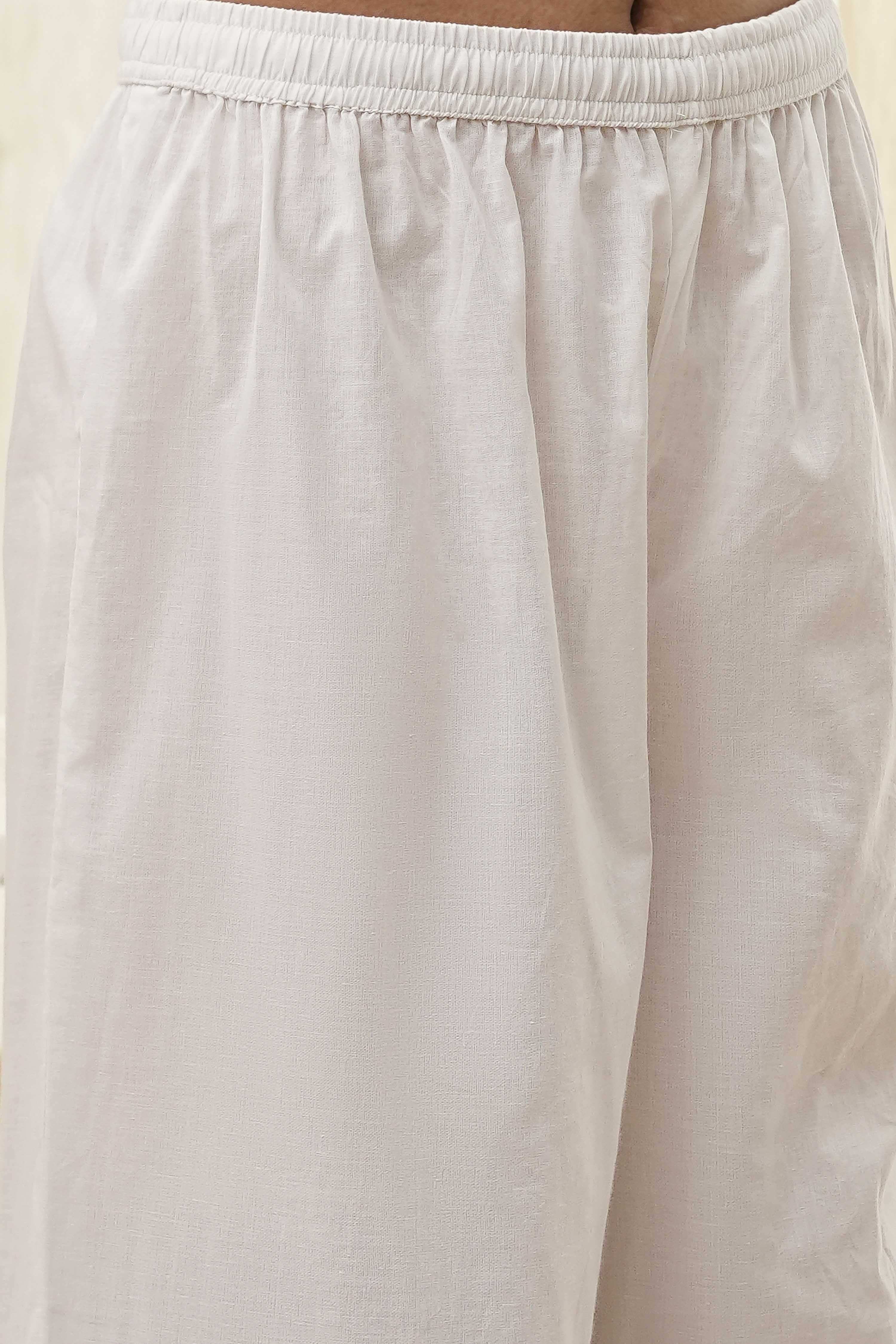 White and Red Cotton Asymmetric Suit Set image number 2