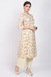 Cream Cotton Linen Kurta Pants Set image number 3