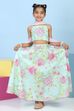 Aqua Cotton Printed Straight Lehenga Set image number 6