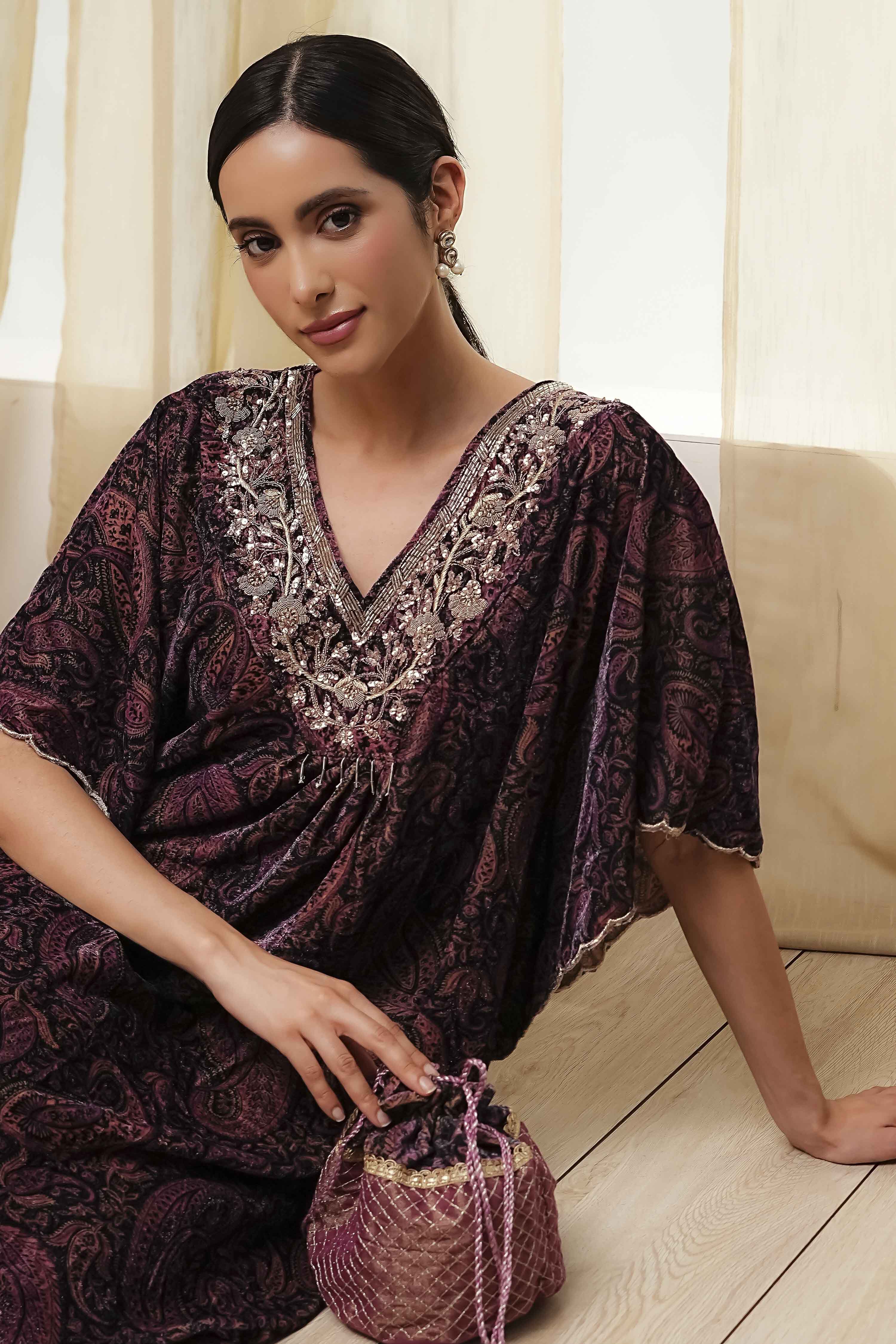 Purple Art Silk A-Line Kurta Palazzo Suit Set image number 7