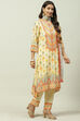 Pale Yellow Rayon Asymmetric Kurta Regular Pant Suit Set image number 6