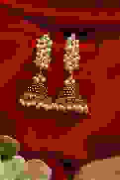 Maroon Brass Jhumka image number 2