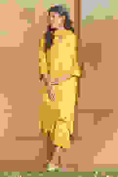 Lime Yellow Cotton Straight Suit Set image number 7