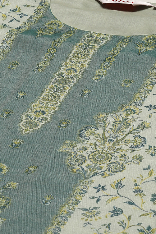 Green Cotton Blend Straight Yarndyed Kurta Suit Set image number 1