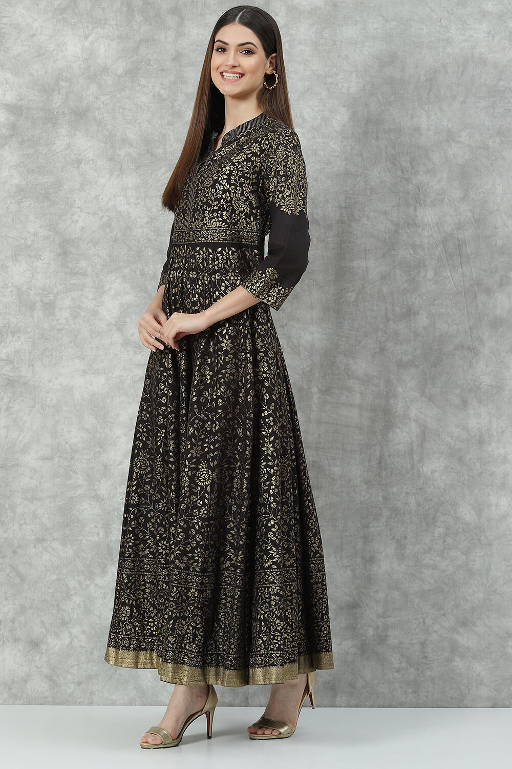 Biba navy blue sales flared cotton dress