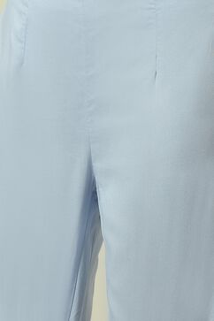 Sky Blue Printed Viscose A-Line Kurta Slim Pants Suit Set image number 2